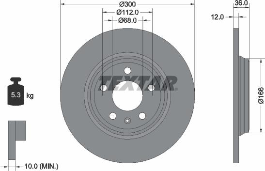 Textar 92282803 - Гальмівний диск autodetail.com.ua
