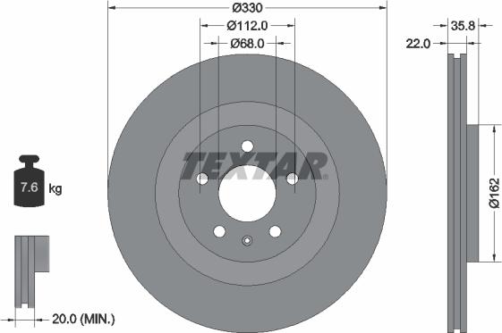 Textar 92238305 - Гальмівний диск autodetail.com.ua