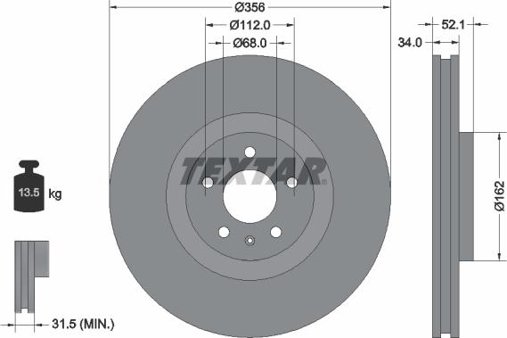 Textar 92238205 - Гальмівний диск autodetail.com.ua