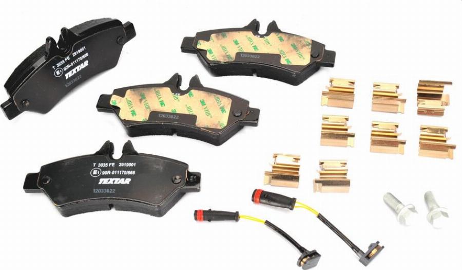 Textar 2919001 - Комплект гальмівних накладок, дискове гальмо autodetail.com.ua