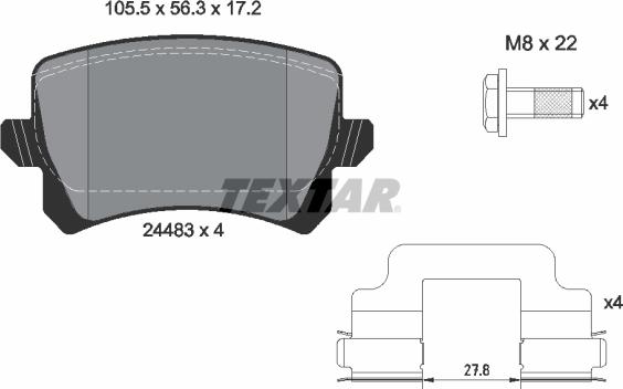 Textar 2448302 - Комплект гальмівних накладок, дискове гальмо autodetail.com.ua
