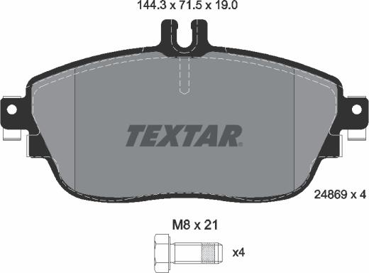 Textar 2486901 - Комплект гальмівних накладок, дискове гальмо autodetail.com.ua
