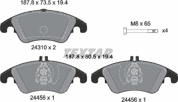 Textar 2431001 - Комплект гальмівних накладок, дискове гальмо autodetail.com.ua