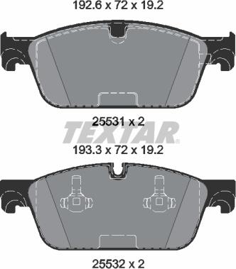 Textar 2553101 - Комплект гальмівних накладок, дискове гальмо autodetail.com.ua
