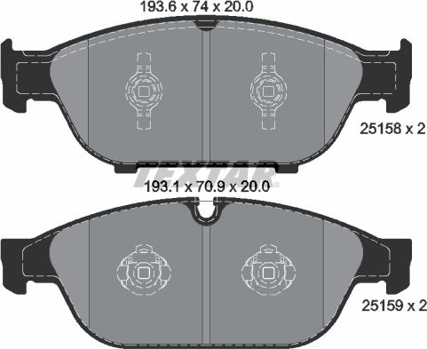 Textar 2515802 - Комплект гальмівних накладок, дискове гальмо autodetail.com.ua