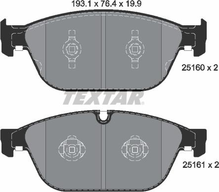 Textar 2516002 - Комплект гальмівних накладок, дискове гальмо autodetail.com.ua