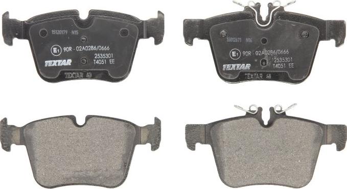Textar 2535301 - Комплект гальмівних накладок, дискове гальмо autodetail.com.ua