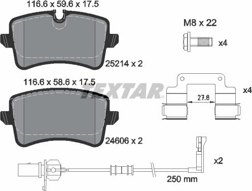Textar 2521405 - Комплект гальмівних накладок, дискове гальмо autodetail.com.ua