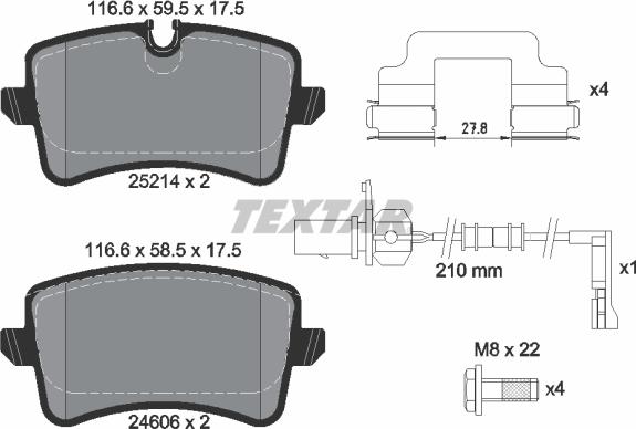 Textar 2521413 - Комплект гальмівних накладок, дискове гальмо autodetail.com.ua
