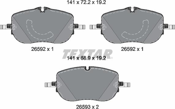 Textar 2659201 - Комплект гальмівних накладок, дискове гальмо autodetail.com.ua
