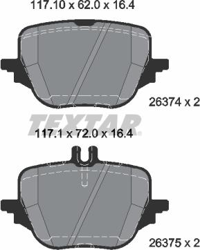Textar 2637401 - Комплект гальмівних накладок, дискове гальмо autodetail.com.ua