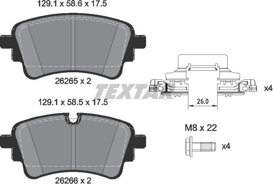 Textar 2626501 - Комплект гальмівних накладок, дискове гальмо autodetail.com.ua