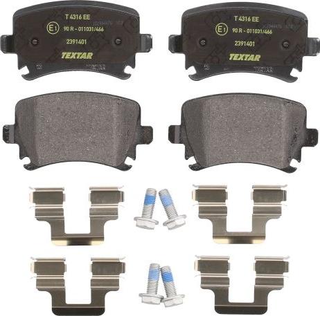 Textar 2391401 - Комплект гальмівних накладок, дискове гальмо autodetail.com.ua