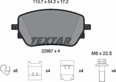 Textar 2298701 - Комплект гальмівних накладок, дискове гальмо autodetail.com.ua