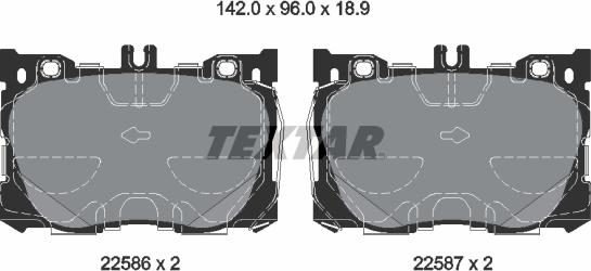Textar 2258601 - Комплект гальмівних накладок, дискове гальмо autodetail.com.ua