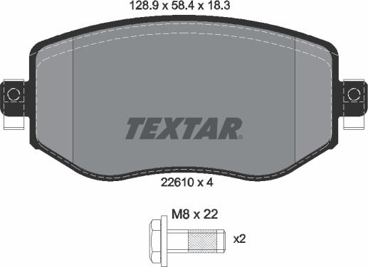 Textar 2261001 - Комплект гальмівних накладок, дискове гальмо autodetail.com.ua