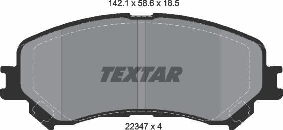 Textar 2234701 - Комплект гальмівних накладок, дискове гальмо autodetail.com.ua
