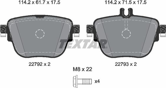 Textar 2279201 - Комплект гальмівних накладок, дискове гальмо autodetail.com.ua