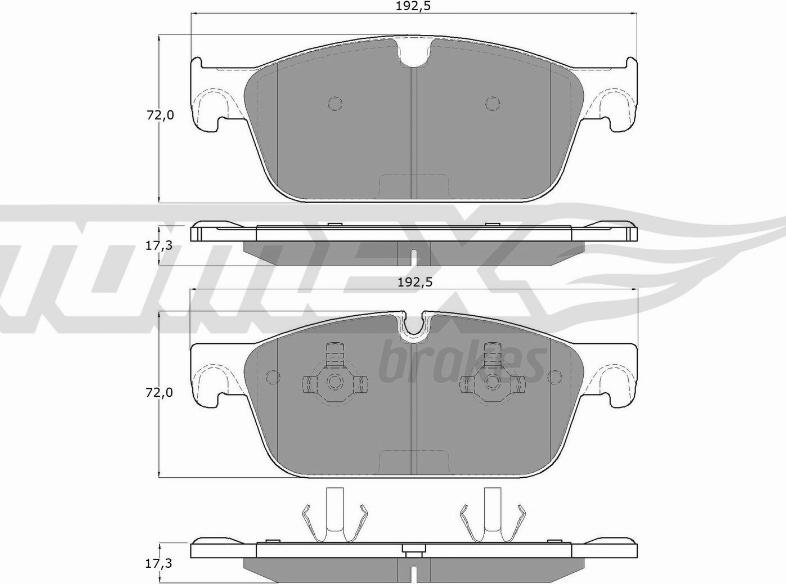TOMEX brakes TX 19-50 - Комплект гальмівних накладок, дискове гальмо autodetail.com.ua