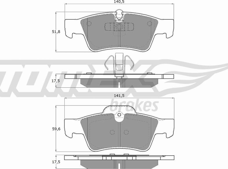 TOMEX brakes TX 14-58 - Комплект гальмівних накладок, дискове гальмо autodetail.com.ua
