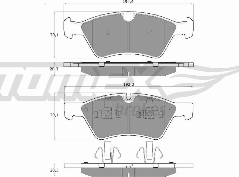TOMEX brakes TX 14-57 - Комплект гальмівних накладок, дискове гальмо autodetail.com.ua