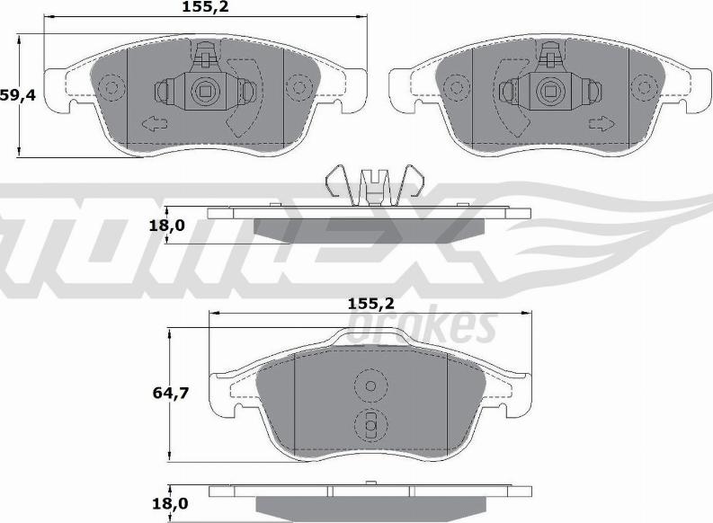 TOMEX brakes TX 16-41 - Комплект гальмівних накладок, дискове гальмо autodetail.com.ua
