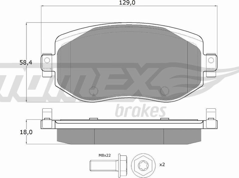 TOMEX brakes TX 18-33 - Комплект гальмівних накладок, дискове гальмо autodetail.com.ua
