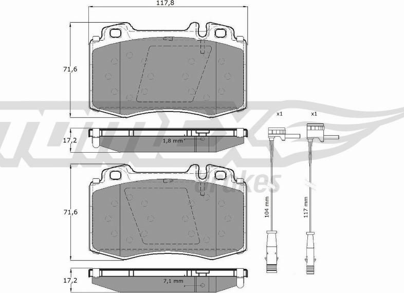 TOMEX brakes TX 12-811 - Комплект гальмівних накладок, дискове гальмо autodetail.com.ua