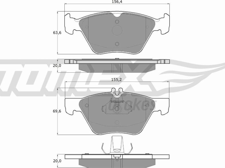 TOMEX brakes TX 12-82 - Комплект гальмівних накладок, дискове гальмо autodetail.com.ua