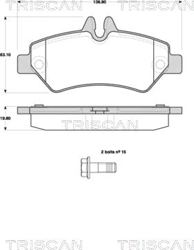 Triscan 8110 10558 - Комплект гальмівних накладок, дискове гальмо autodetail.com.ua