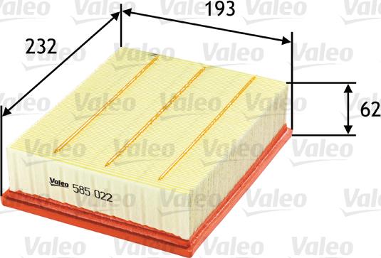 Valeo 585022 - Повітряний фільтр autodetail.com.ua