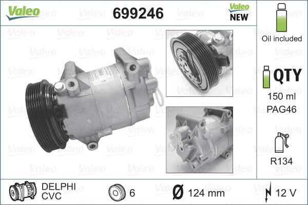 Valeo 699246 - Компресор, система кондиціонування повітря autodetail.com.ua