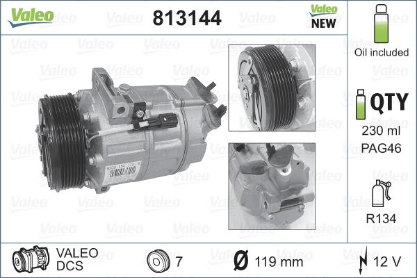 Valeo 813144 - Компресор, система кондиціонування повітря autodetail.com.ua