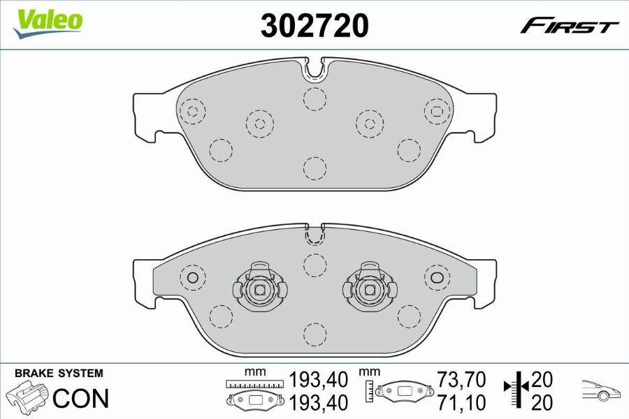 Valeo 302720 - Комплект гальмівних накладок, дискове гальмо autodetail.com.ua
