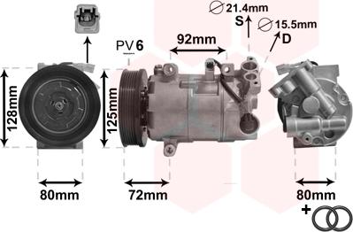 Van Wezel 4300K489 - Компресор, система кондиціонування повітря autodetail.com.ua