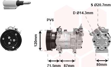 Van Wezel 4300K281 - Компресор, система кондиціонування повітря autodetail.com.ua