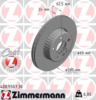 Zimmermann 400.5507.30 - Гальмівний диск autodetail.com.ua