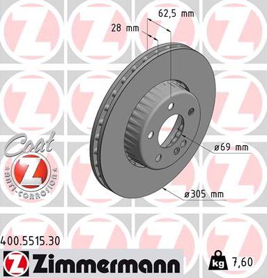 Zimmermann 400.5515.30 - Гальмівний диск autodetail.com.ua