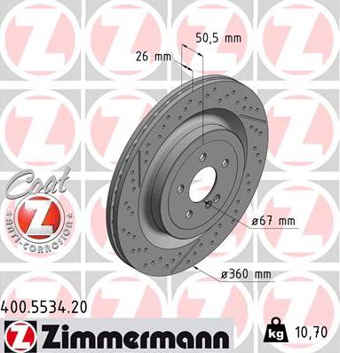 Zimmermann 400.5534.20 - Гальмівний диск autodetail.com.ua