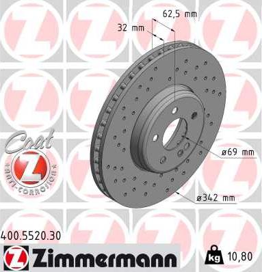 Zimmermann 400.5520.30 - Гальмівний диск autodetail.com.ua