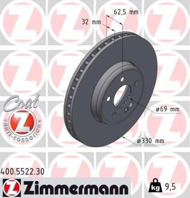 Zimmermann 400.5522.30 - Гальмівний диск autodetail.com.ua