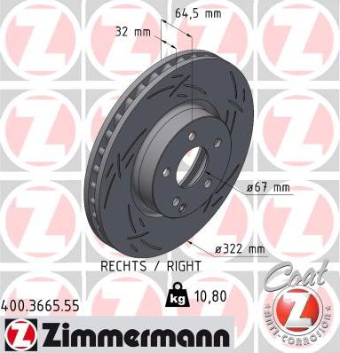 Zimmermann 400.3664.55 - Гальмівний диск autodetail.com.ua