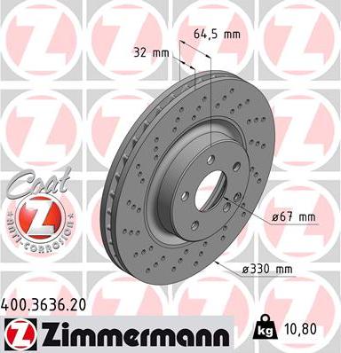 Zimmermann 400.3636.20 - Гальмівний диск autodetail.com.ua