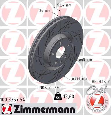 Zimmermann 100.3357.54 - Гальмівний диск autodetail.com.ua