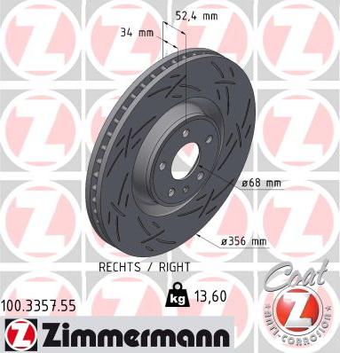 Zimmermann 100.3357.55 - Гальмівний диск autodetail.com.ua