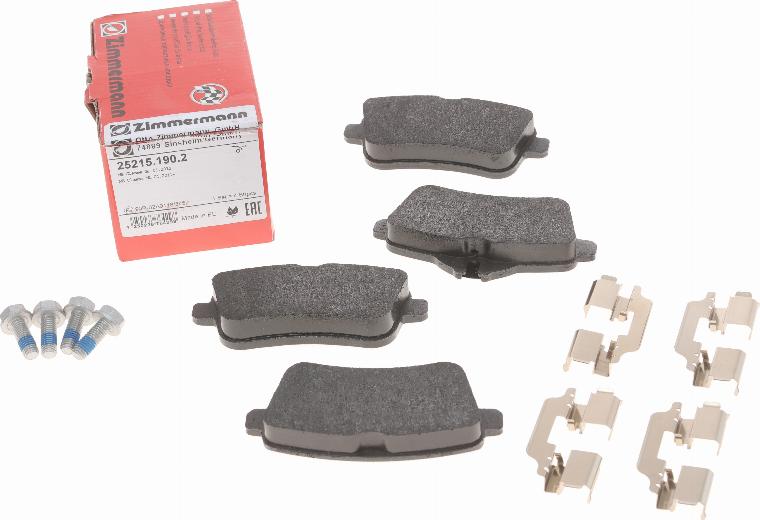 Zimmermann 25215.190.2 - Комплект гальмівних накладок, дискове гальмо autodetail.com.ua
