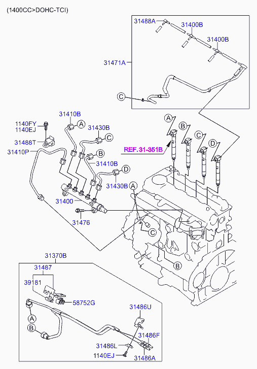 KIA-HYUNDAI 31400-2A700 - Трубопровід високого тиску, система впорскування autodetail.com.ua