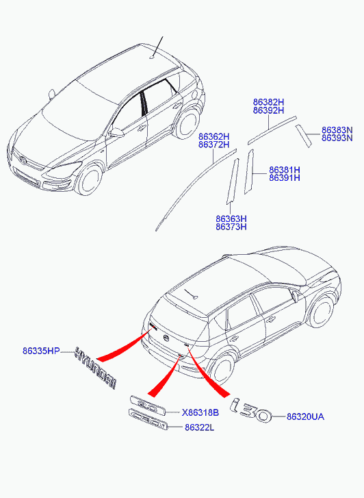 KIA-HYUNDAI 86335H1020 - Емблема на кришці багажника autodetail.com.ua