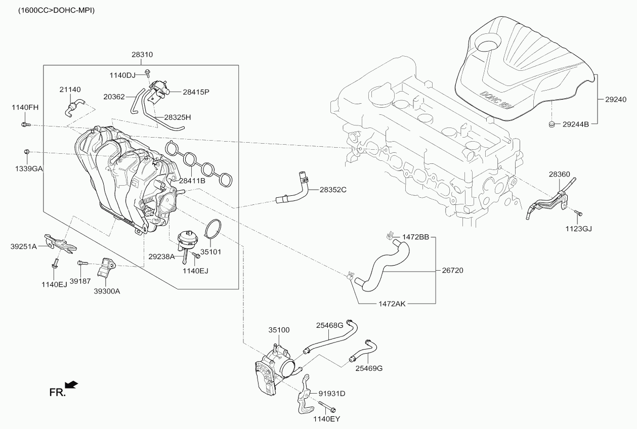 KIA-HYUNDAI 28324-2B000 - Клапан, пневматична система керування вхідним повітрям autodetail.com.ua
