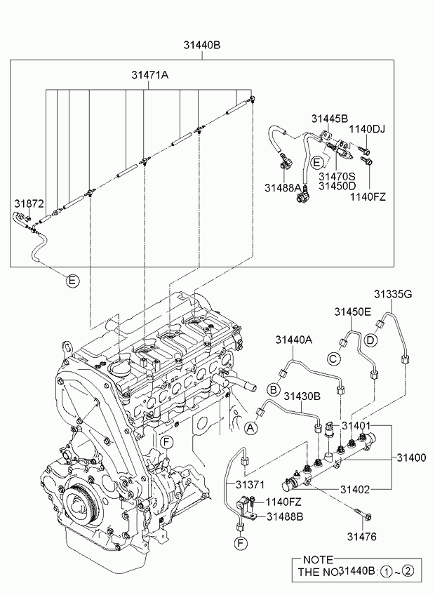 KIA-HYUNDAI 31400 4A440 - Розподільний трубопровід, паливо autodetail.com.ua